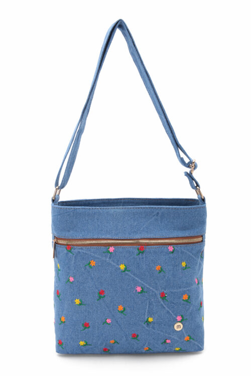 Bolso Manos Libres Jean Bordado M383
